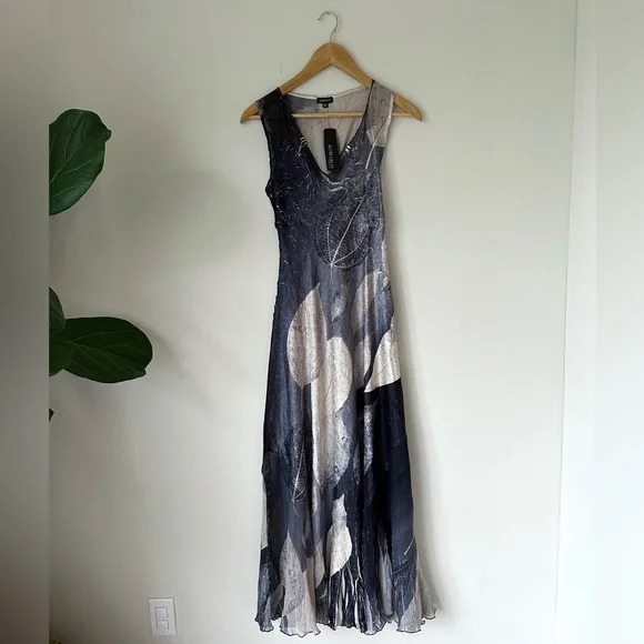 NWT Komarov Women's Maxi Evening Crinkle Dress Ruffles Sheer SZ XS Whimsigoth - Picture 1 of 9